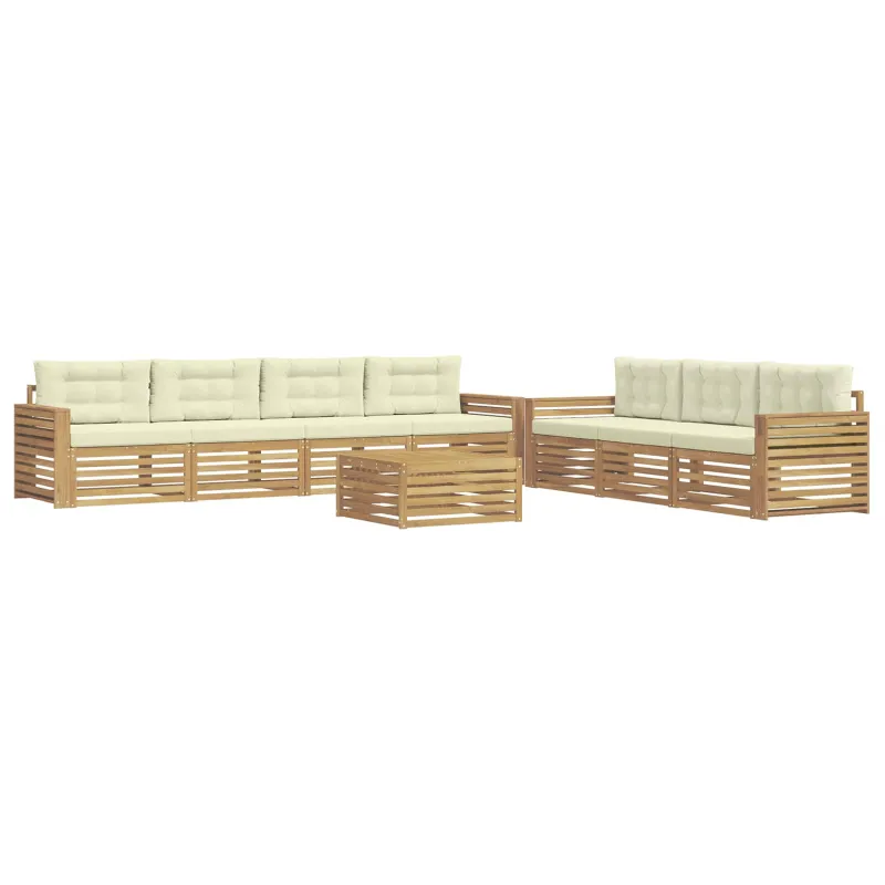 Lauko sofos komplektas 8 pcs Balta ir kreminė