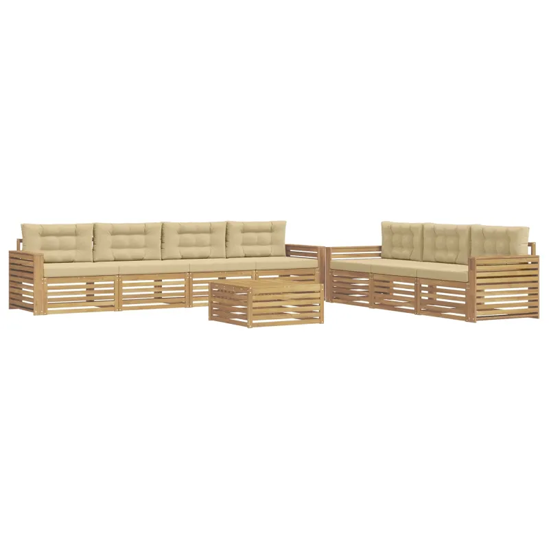 Lauko sofos komplektas 8 pcs Balta ir kreminė