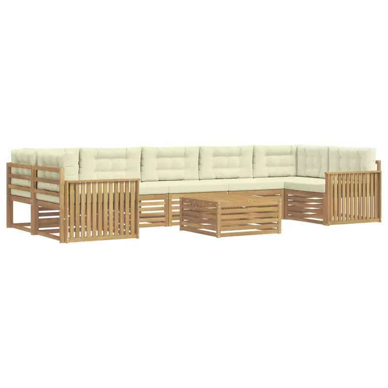 Lauko sofos komplektas 8 pcs Balta ir kreminė