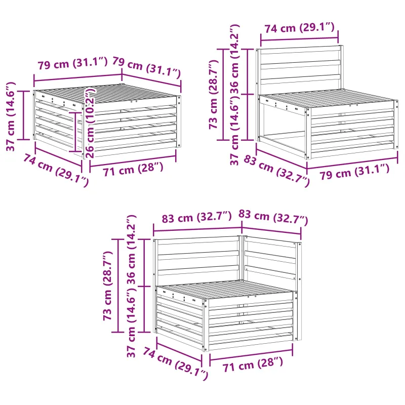 Lauko sofos komplektas 8 pcs Balta ir kreminė