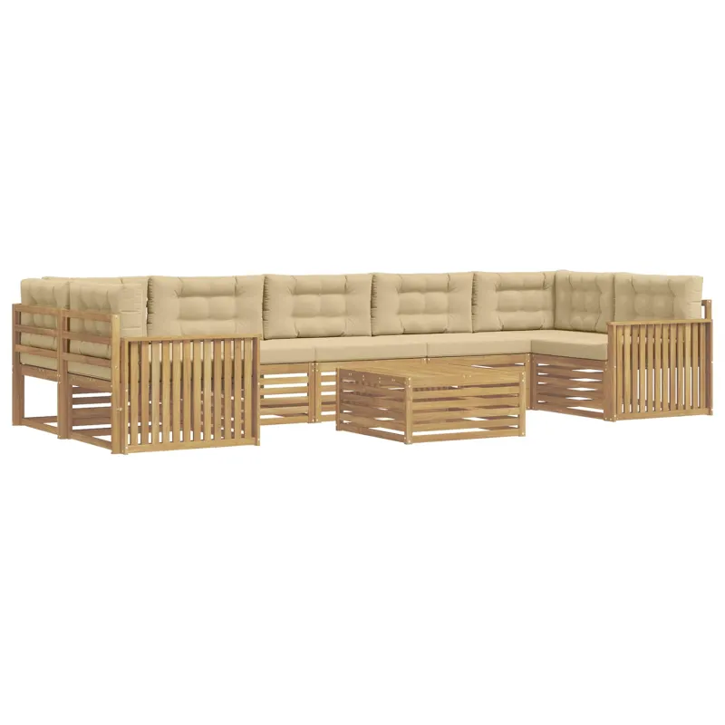 Lauko sofos komplektas 8 pcs Balta ir kreminė
