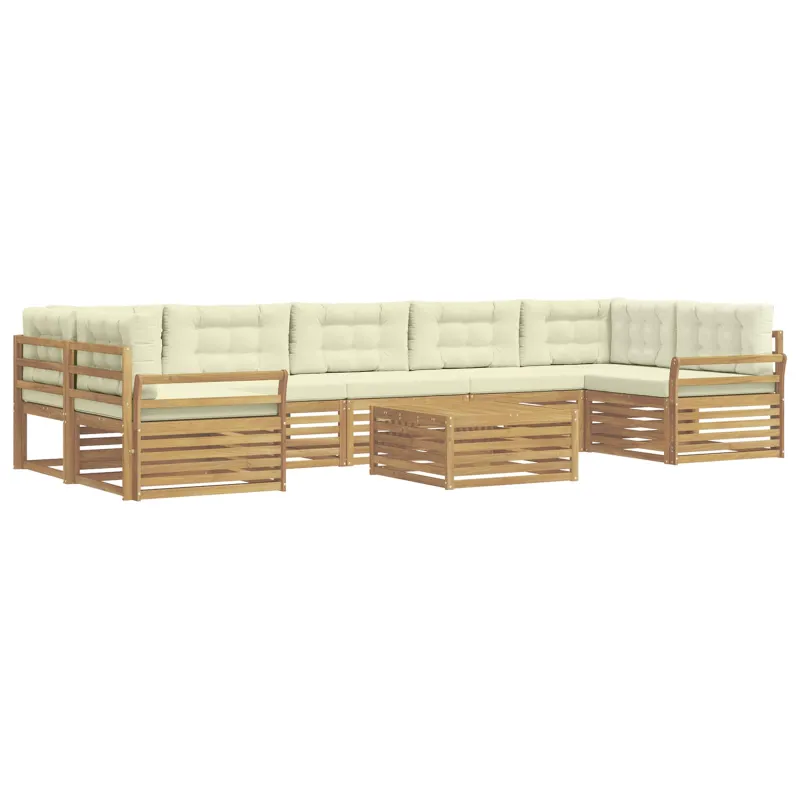 Lauko sofos komplektas 8 pcs Balta ir kreminė