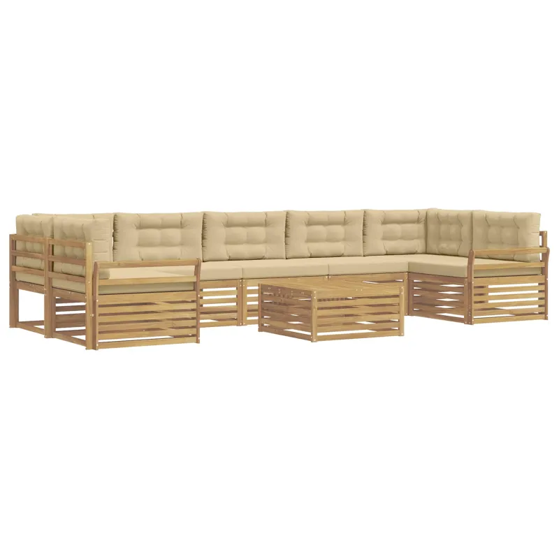 Lauko sofos komplektas 8 pcs Balta ir kreminė