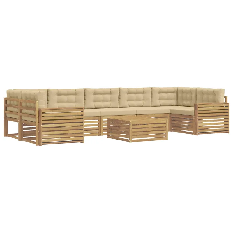 Lauko sofos komplektas 8 pcs Balta ir kreminė