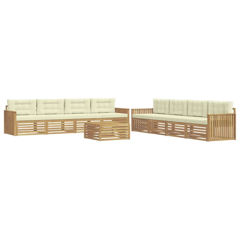 Lauko sofos komplektas 9 pcs Balta ir kreminė