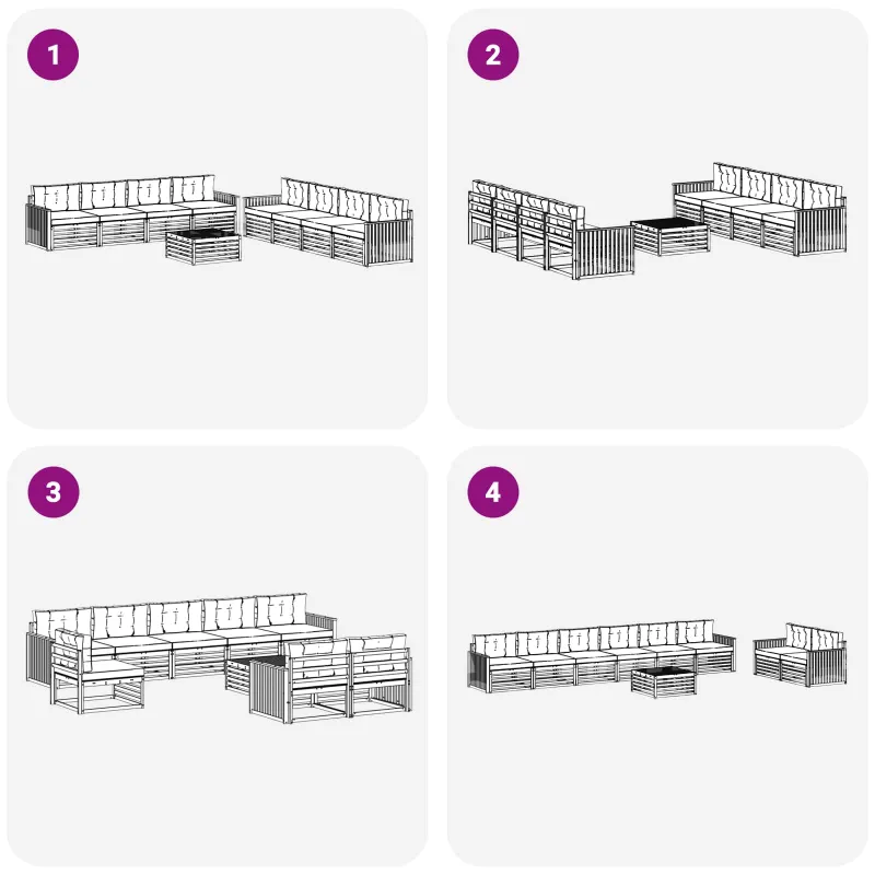 Lauko sofos komplektas 9 pcs Balta ir kreminė
