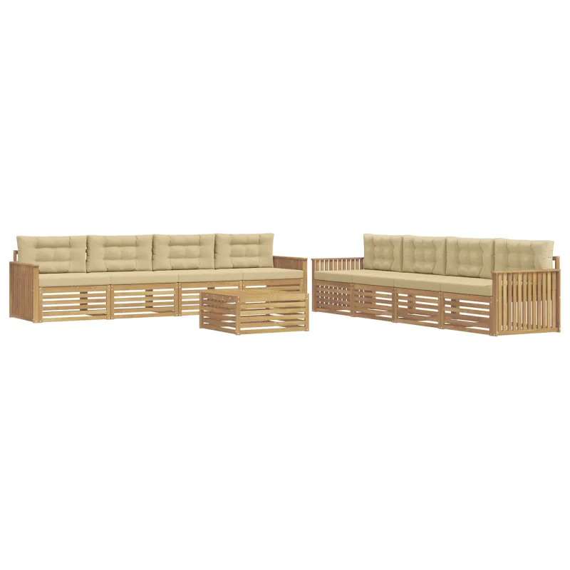 Lauko sofos komplektas 9 pcs Balta ir kreminė