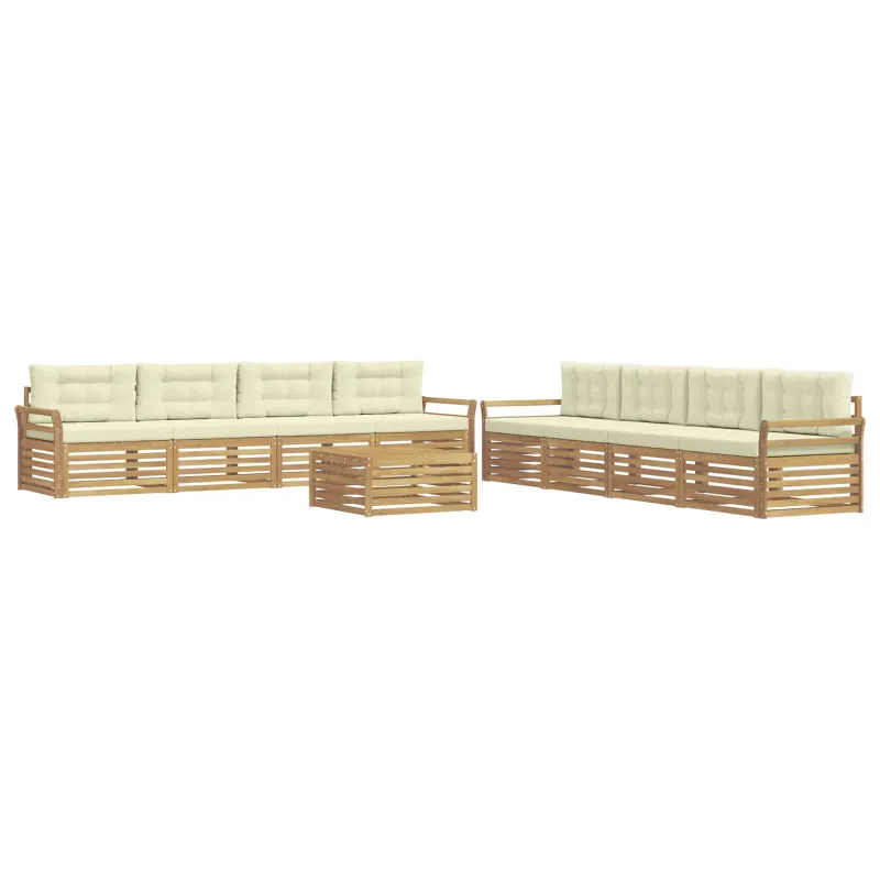 Lauko sofos komplektas 9 pcs Balta ir kreminė