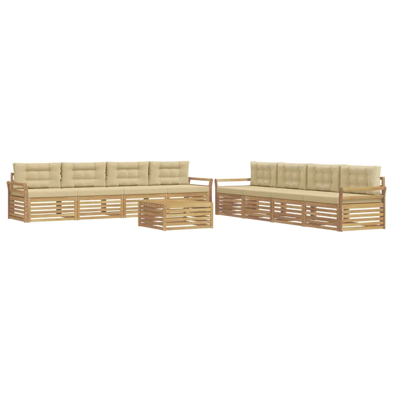 Lauko sofos komplektas 9 pcs Balta ir kreminė