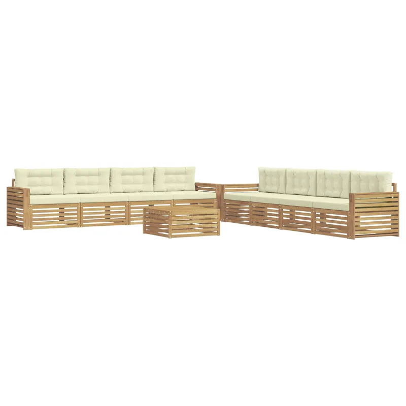 Lauko sofos komplektas 9 pcs Balta ir kreminė