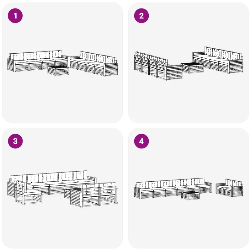 Lauko sofos komplektas 9 pcs Balta ir kreminė