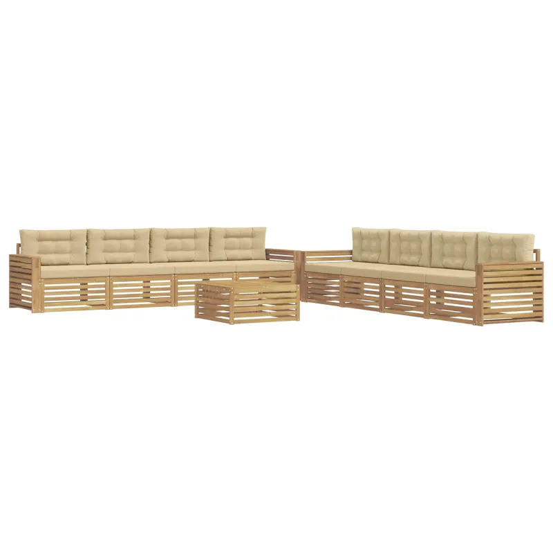Lauko sofos komplektas 9 pcs Balta ir kreminė