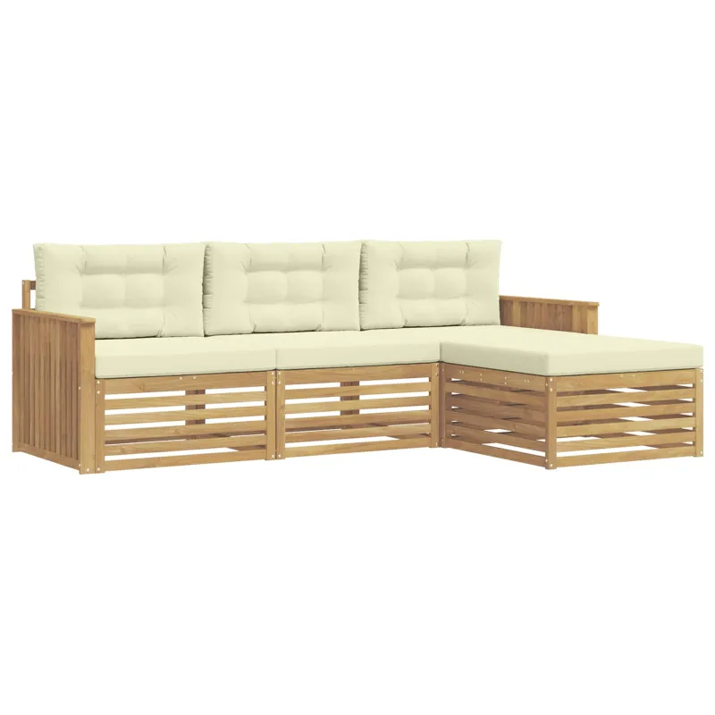 Lauko sofos komplektas 4 pcs Balta ir kreminė