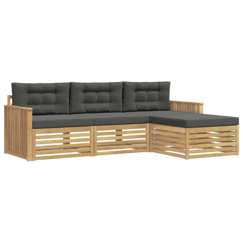 Lauko sofos komplektas 4 pcs Balta ir antracito