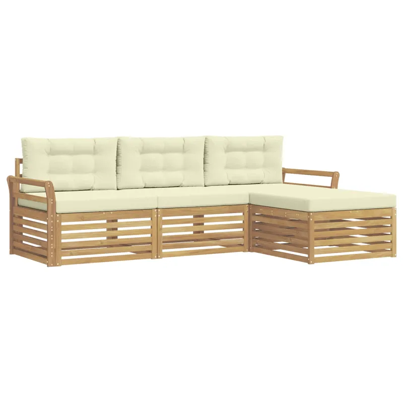 Lauko sofos komplektas 4 pcs Balta ir kreminė