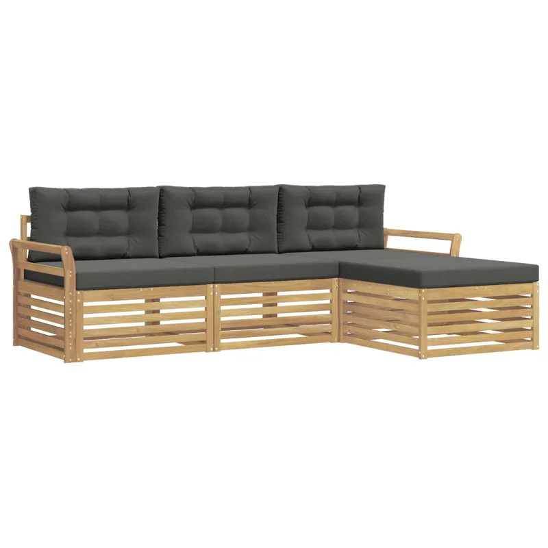 Lauko sofos komplektas 4 pcs Balta ir antracito