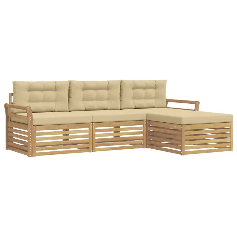Lauko sofos komplektas 4 pcs Balta ir kreminė