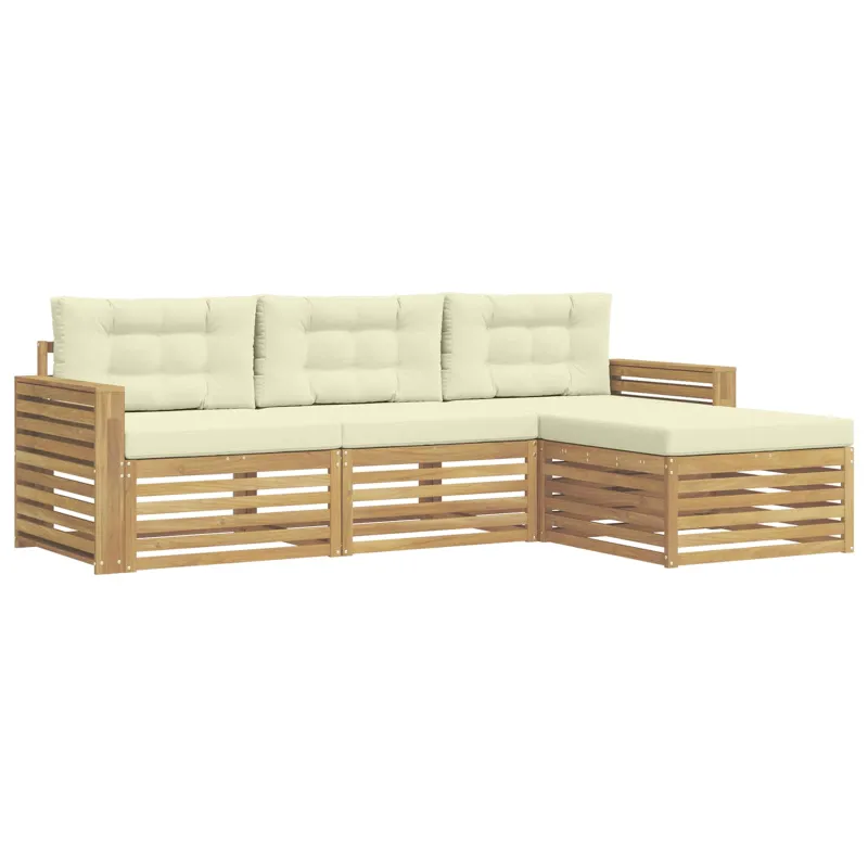 Lauko sofos komplektas 4 pcs Balta ir kreminė