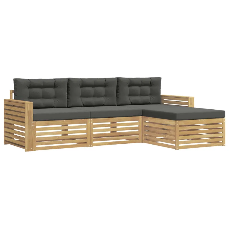 Lauko sofos komplektas 4 pcs Balta ir antracito