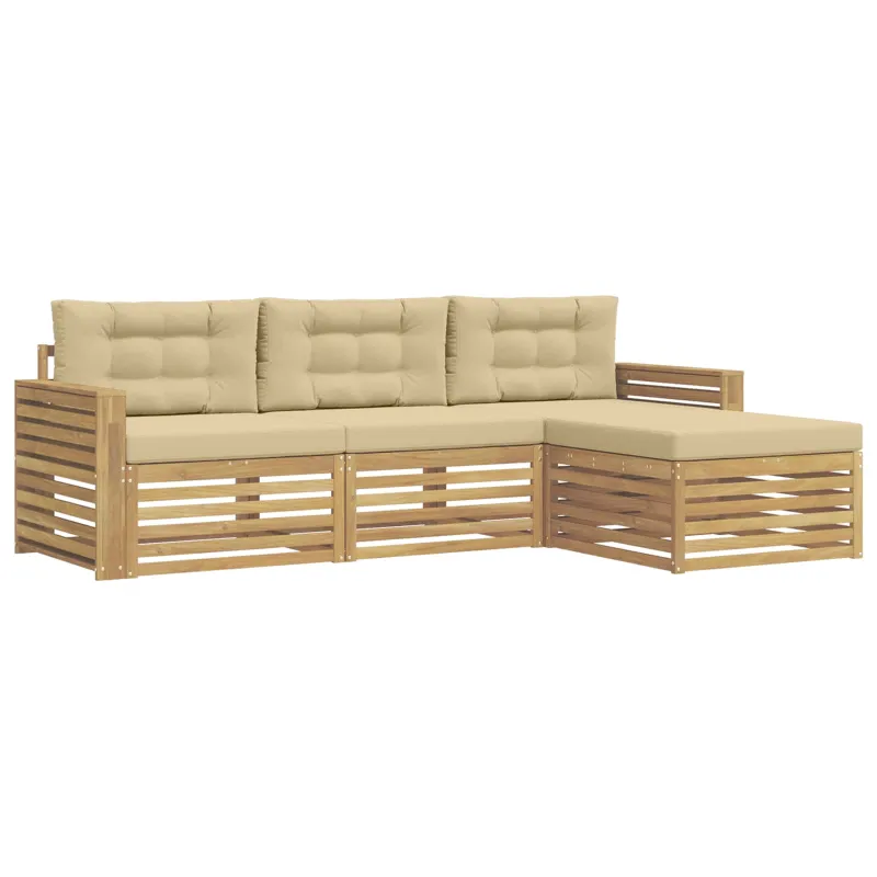 Lauko sofos komplektas 4 pcs Balta ir kreminė