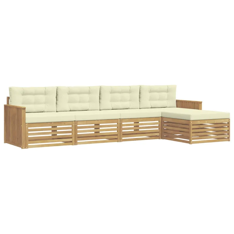 Lauko sofos komplektas 5 pcs Balta ir kreminė