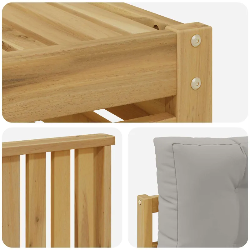 Lauko sofos komplektas 5 pcs Balta ir šviesiai pilka
