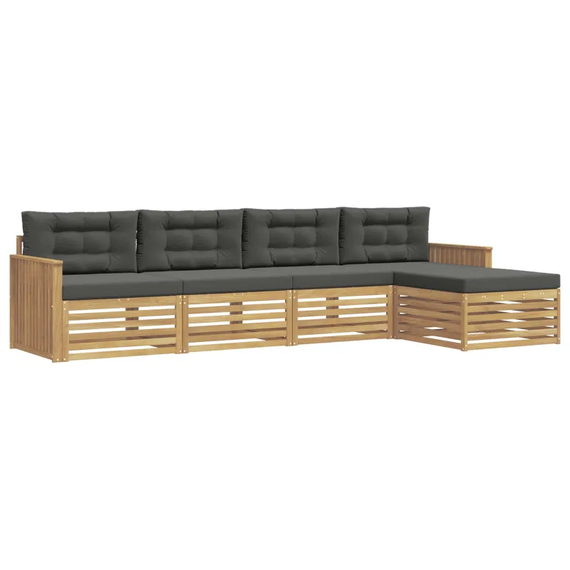 Lauko sofos komplektas 5 pcs Balta ir antracito