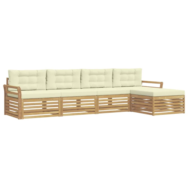 Lauko sofos komplektas 5 pcs Balta ir kreminė
