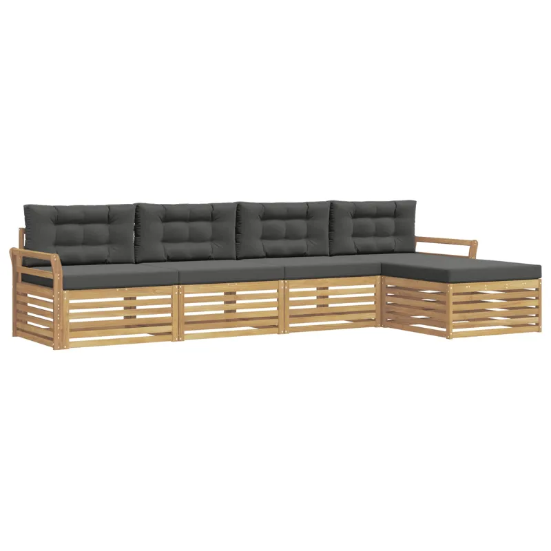 Lauko sofos komplektas 5 pcs Balta ir antracito