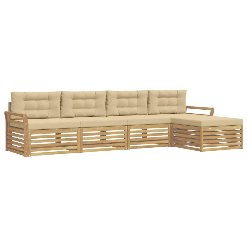 Lauko sofos komplektas 5 pcs Balta ir kreminė