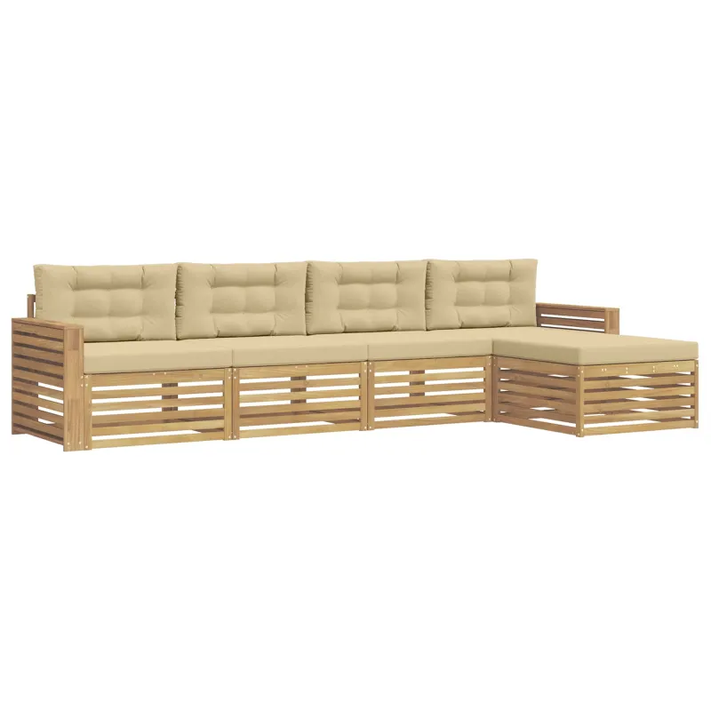 Lauko sofos komplektas 5 pcs Balta ir kreminė