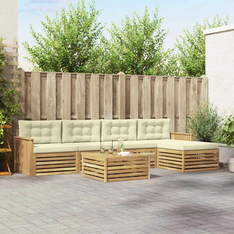 Lauko sofos komplektas 6 pcs Balta ir kreminė 79 x 79 x 37 cm