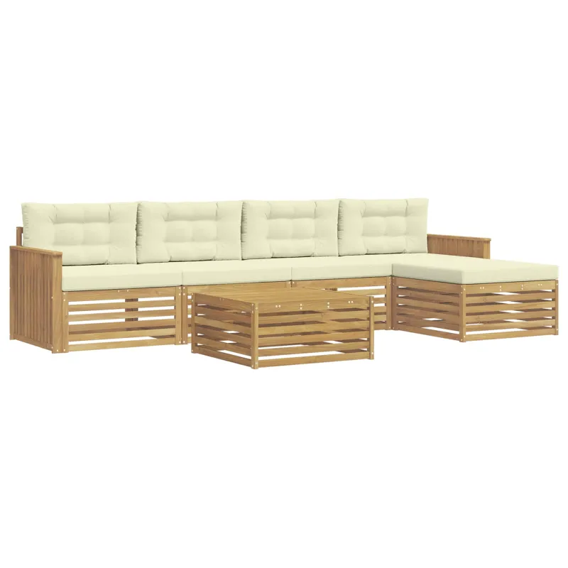 Lauko sofos komplektas 6 pcs Balta ir kreminė 79 x 79 x 37 cm