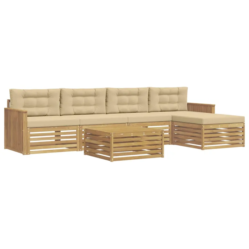 Lauko sofos komplektas 6 pcs Balta ir kreminė 79 x 79 x 37 cm