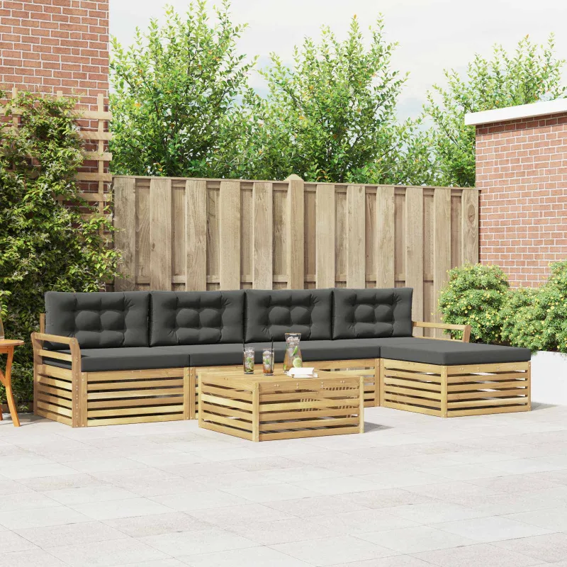 Lauko sofos komplektas 6 pcs Balta ir antracito 79 x 79 x 37 cm