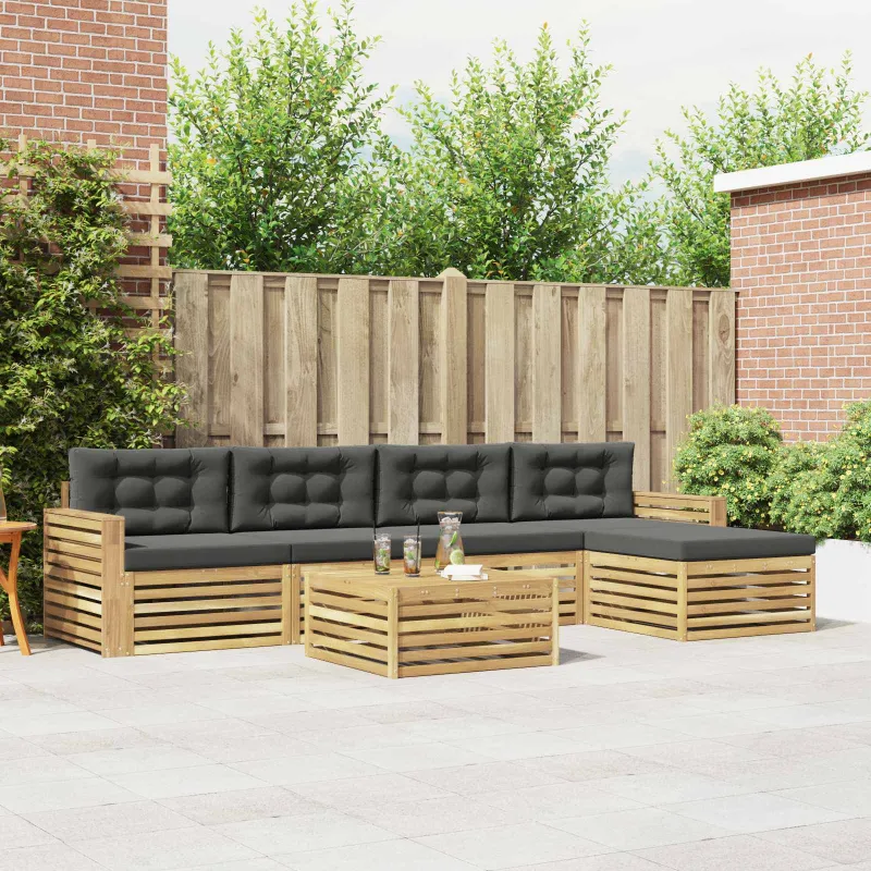 Lauko sofos komplektas 6 pcs Balta ir antracito 79 x 79 x 37 cm