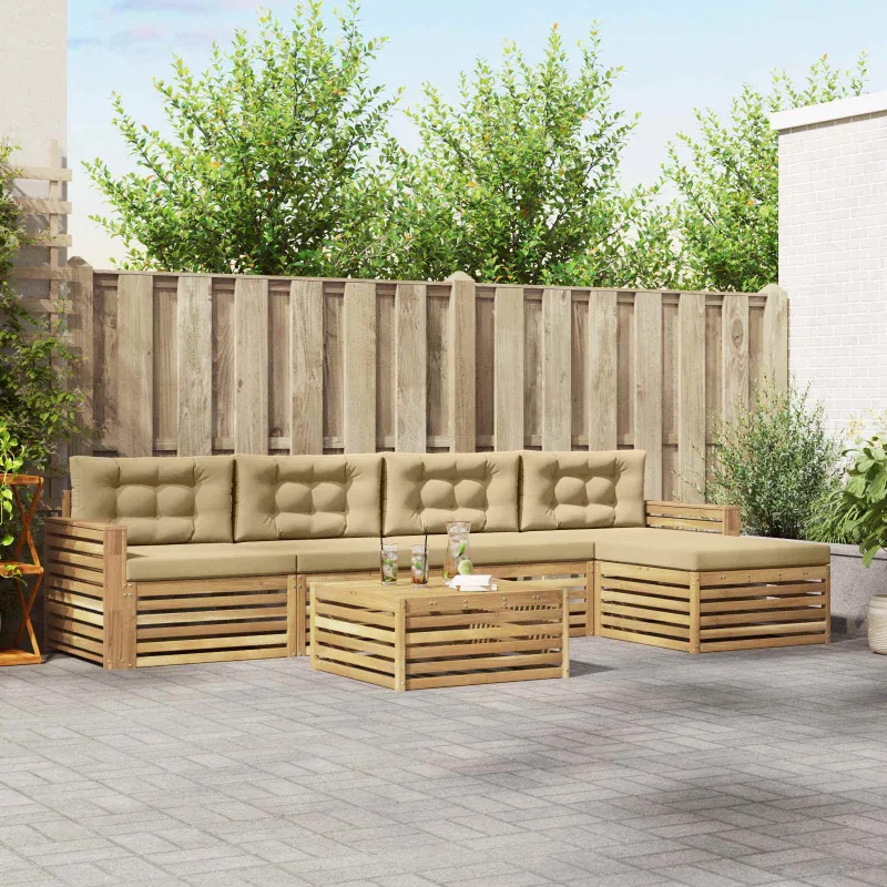 Lauko sofos komplektas 6 pcs Balta ir kreminė 79 x 79 x 37 cm