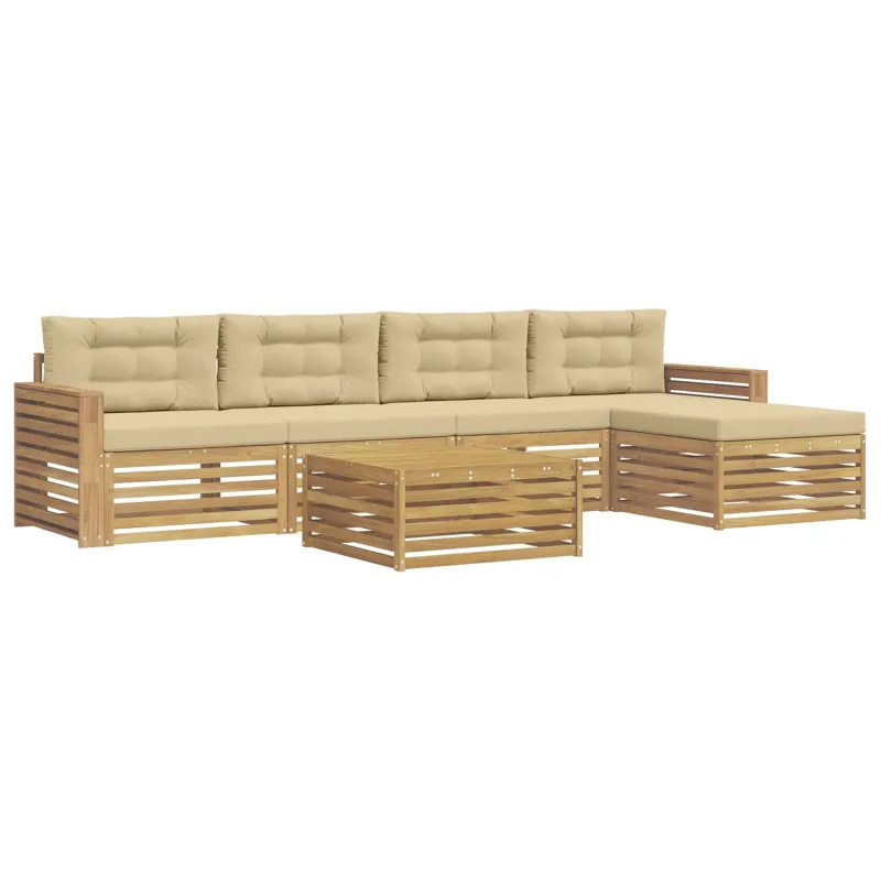 Lauko sofos komplektas 6 pcs Balta ir kreminė 79 x 79 x 37 cm