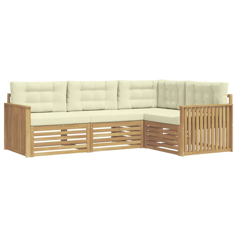 Lauko sofos komplektas 4 pcs Balta ir kreminė