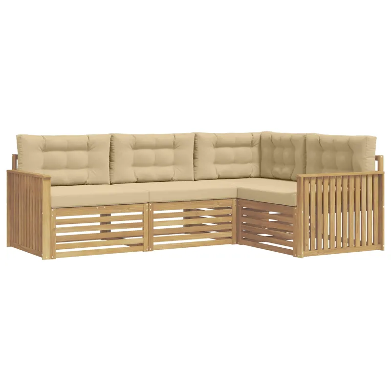 Lauko sofos komplektas 4 pcs Balta ir kreminė