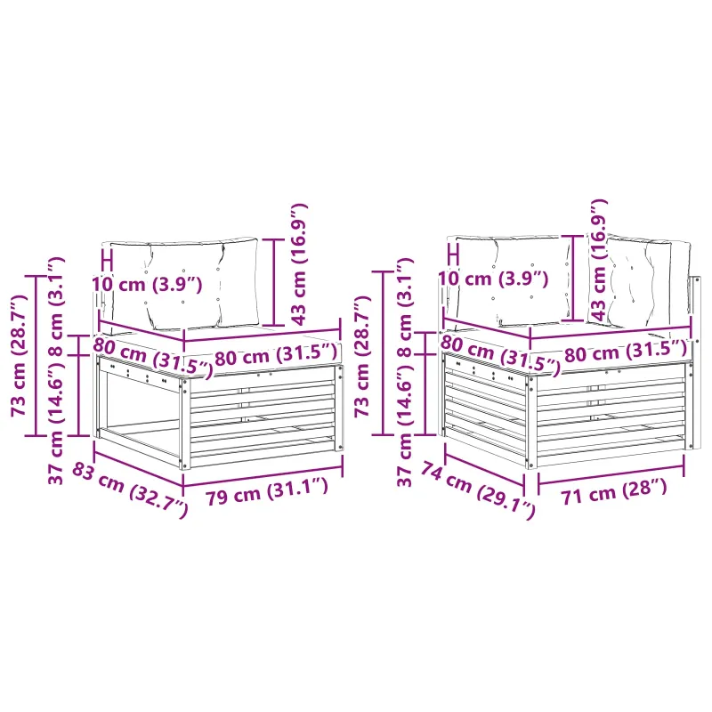 Lauko sofos komplektas 4 pcs Balta ir kreminė