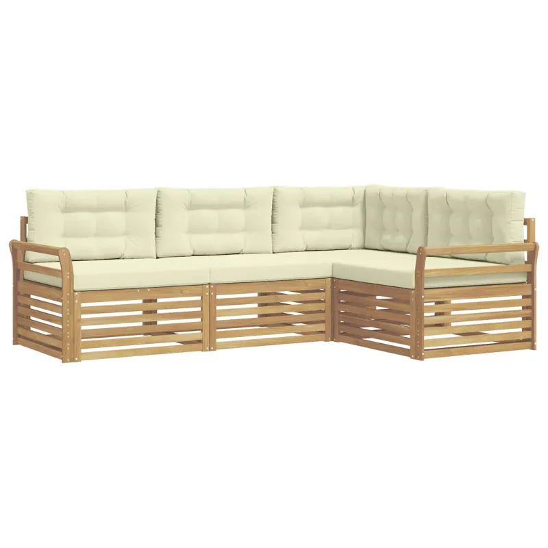 Lauko sofos komplektas 4 pcs Balta ir kreminė