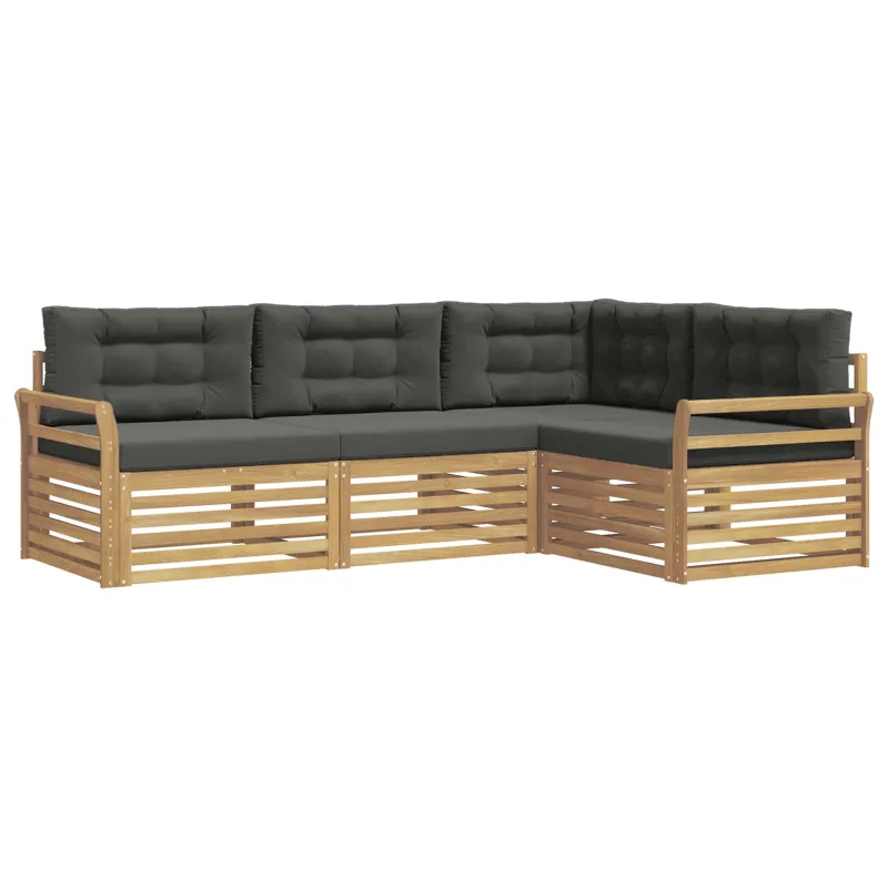 Lauko sofos komplektas 4 pcs Balta ir antracito