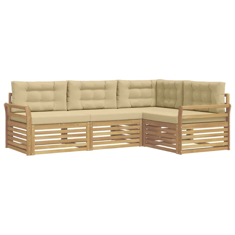 Lauko sofos komplektas 4 pcs Balta ir kreminė