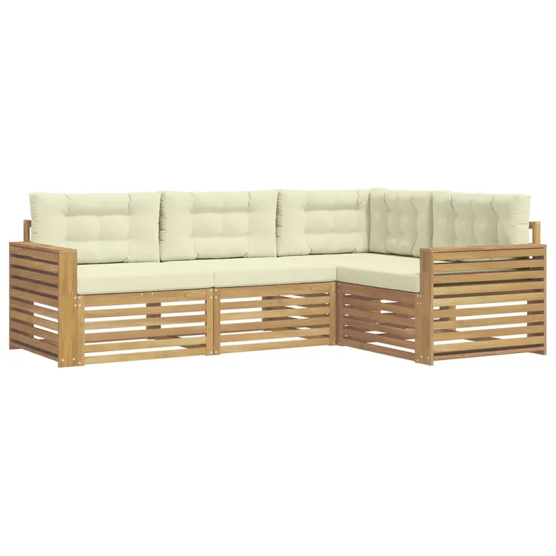 Lauko sofos komplektas 4 pcs Balta ir kreminė
