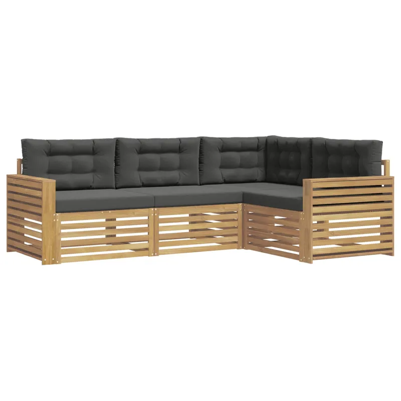 Lauko sofos komplektas 4 pcs Balta ir antracito