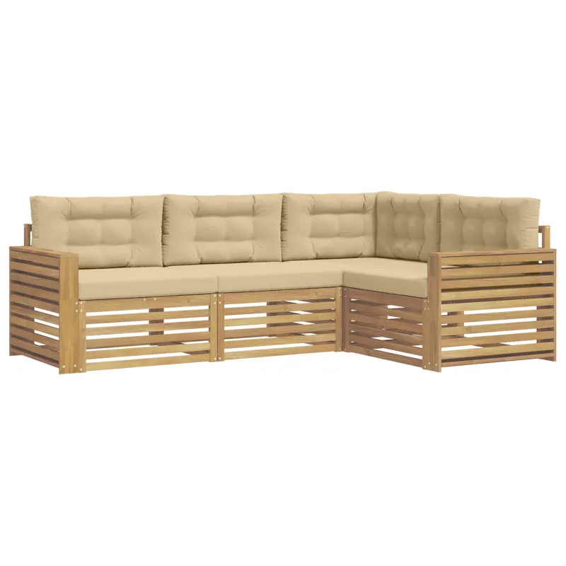 Lauko sofos komplektas 4 pcs Balta ir kreminė