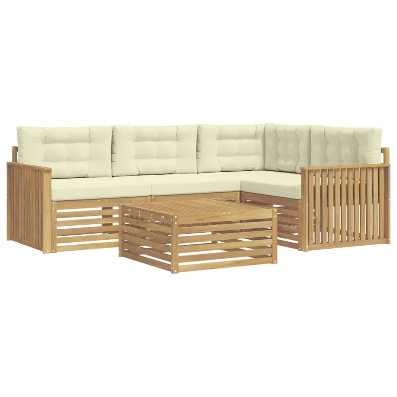 Lauko sofos komplektas 5 pcs Balta ir kreminė 79 x 79 x 37 cm