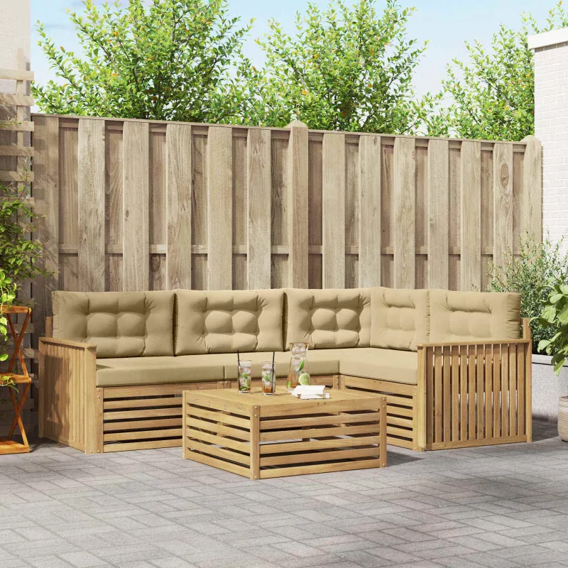 Lauko sofos komplektas 5 pcs Balta ir kreminė 79 x 79 x 37 cm