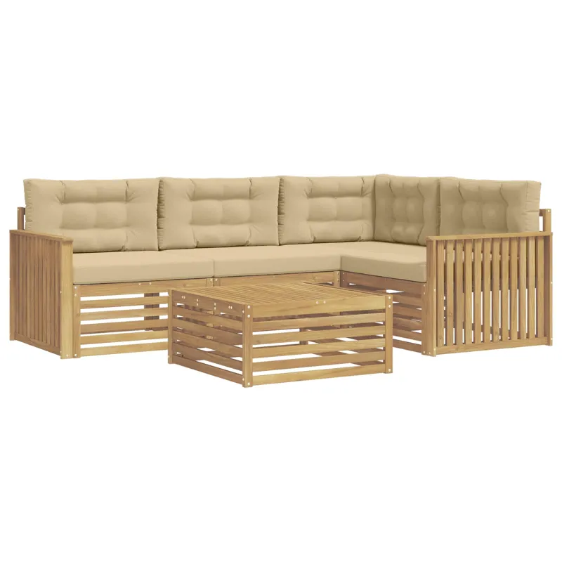 Lauko sofos komplektas 5 pcs Balta ir kreminė 79 x 79 x 37 cm